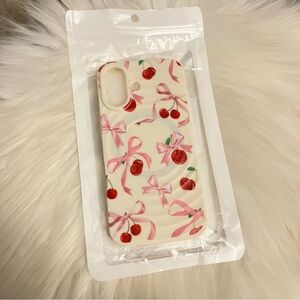 Cherry Bow Phone Case - Pink and White